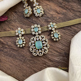 Exquisite Victorian Diamond Hasli Neckpiece-Pastel Green-VV1927